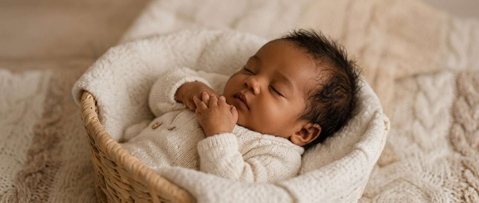 Baby in mandje